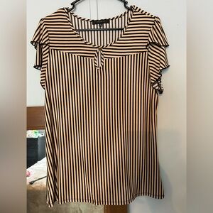 Elegant Black and Cream Striped Blouse